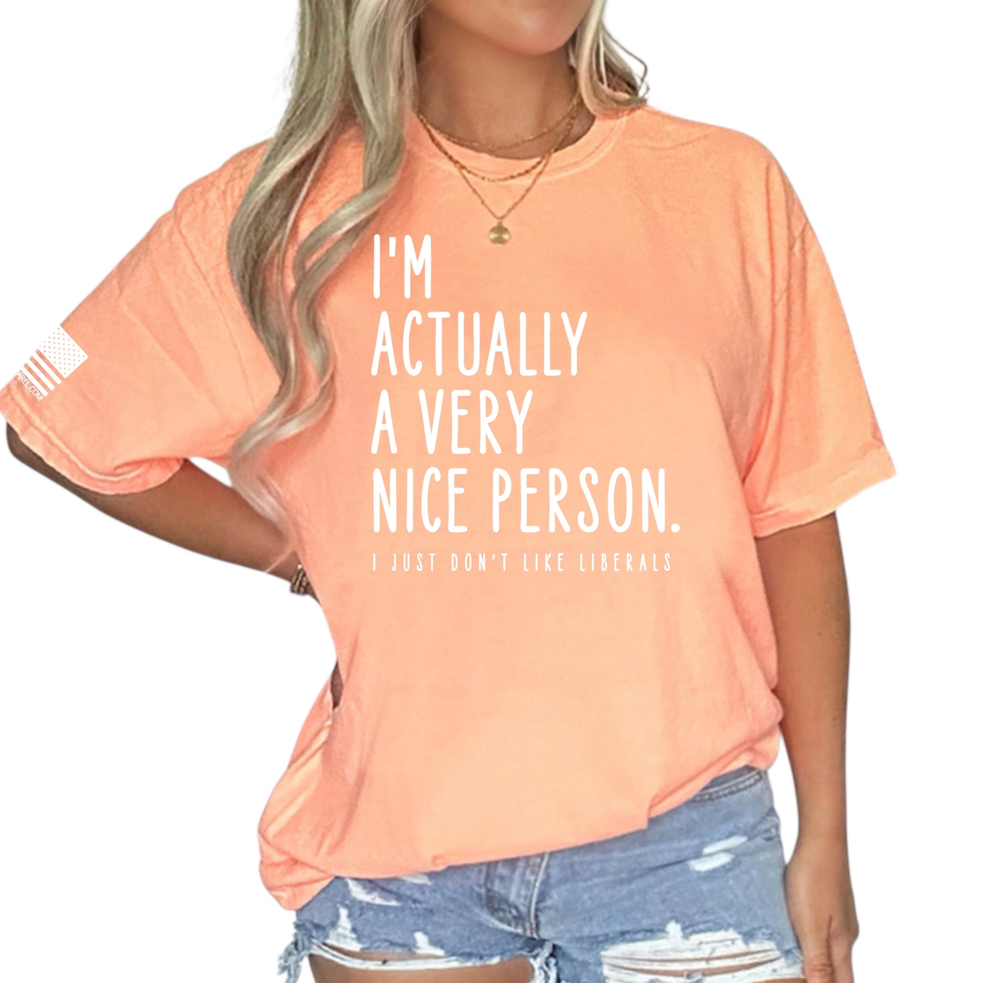 I Just Don't Like Liberals Heavy Cotton T-Shirt (Neon Cantaloupe) - Patriot Approved Apparel